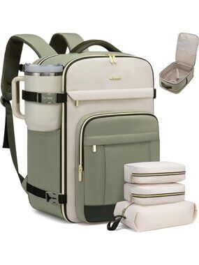 Spacious 40L Travel Backpack for Women & Men - 17.3" Carry-On with Packing Cubes